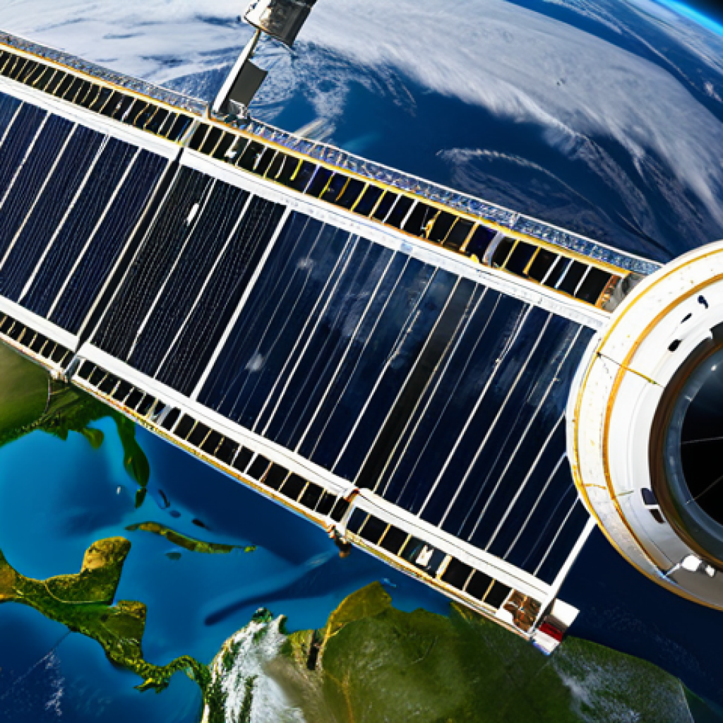 Earth Observation Satellite**
"A state-of-the-art Earth observation satellite in orbit above Earth, monitoring weather patterns and climate data, appropriate content, scientific visualization, fully clothed, perfect anatomy, correct proportions, detailed satellite design, clear depiction of Earth's atmosphere, safe for work, professional illustration."
**
