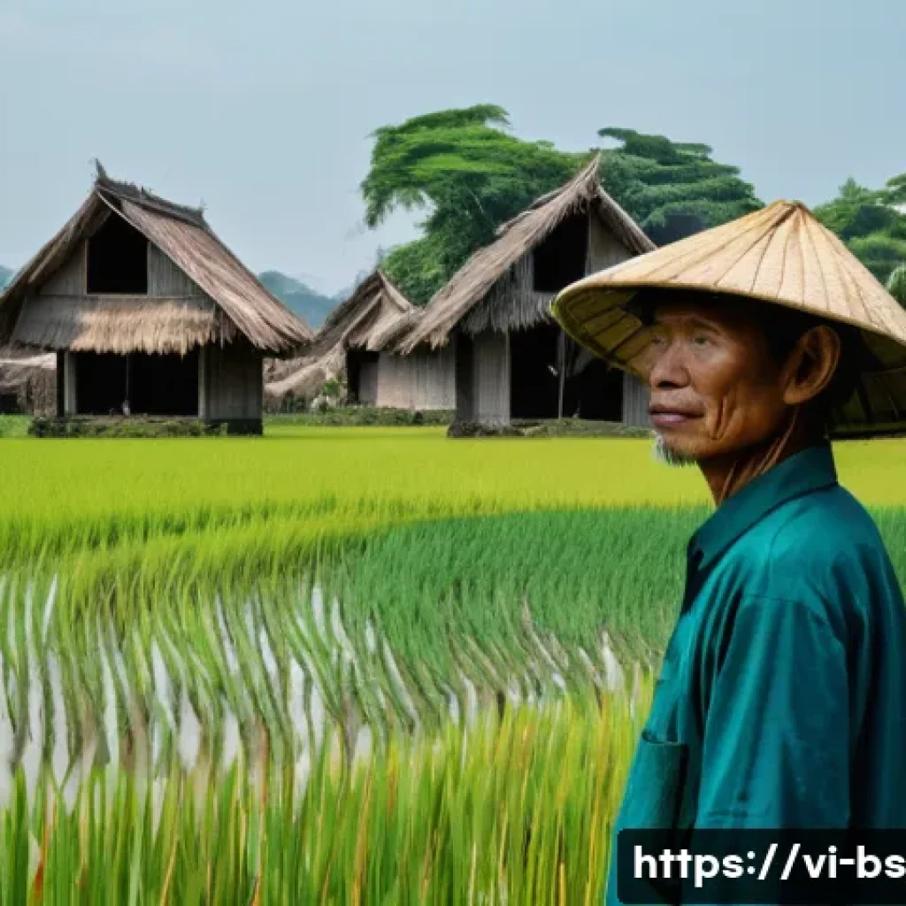 기후변화 관측 참여의 장애물과 극복 전략 - **Prompt:** A vivid depiction of climate change's impact in Vietnam, specifically focusing on a rura...
