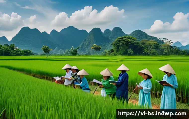 기후변화 시민 관측의 필요성과 이점 - A diverse group of Vietnamese villagers, including elderly people, women, and children wearing casua...