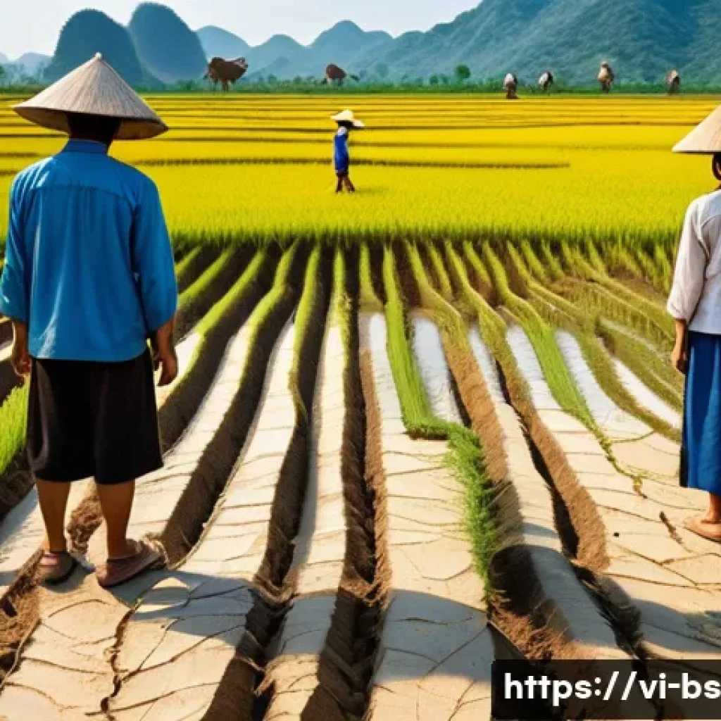 기후변화 시민 관측을 위한 커뮤니케이션 전략 - A Vietnamese rural farmer family wearing traditional conical hats and casual clothing, standing in a...