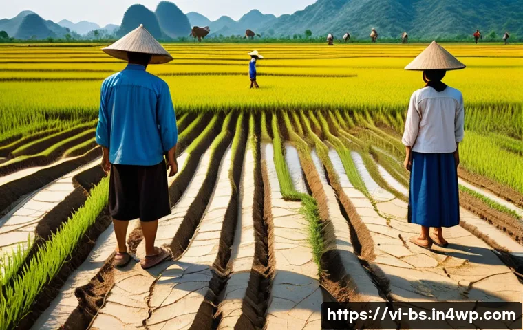 기후변화 시민 관측을 위한 커뮤니케이션 전략 - A Vietnamese rural farmer family wearing traditional conical hats and casual clothing, standing in a...